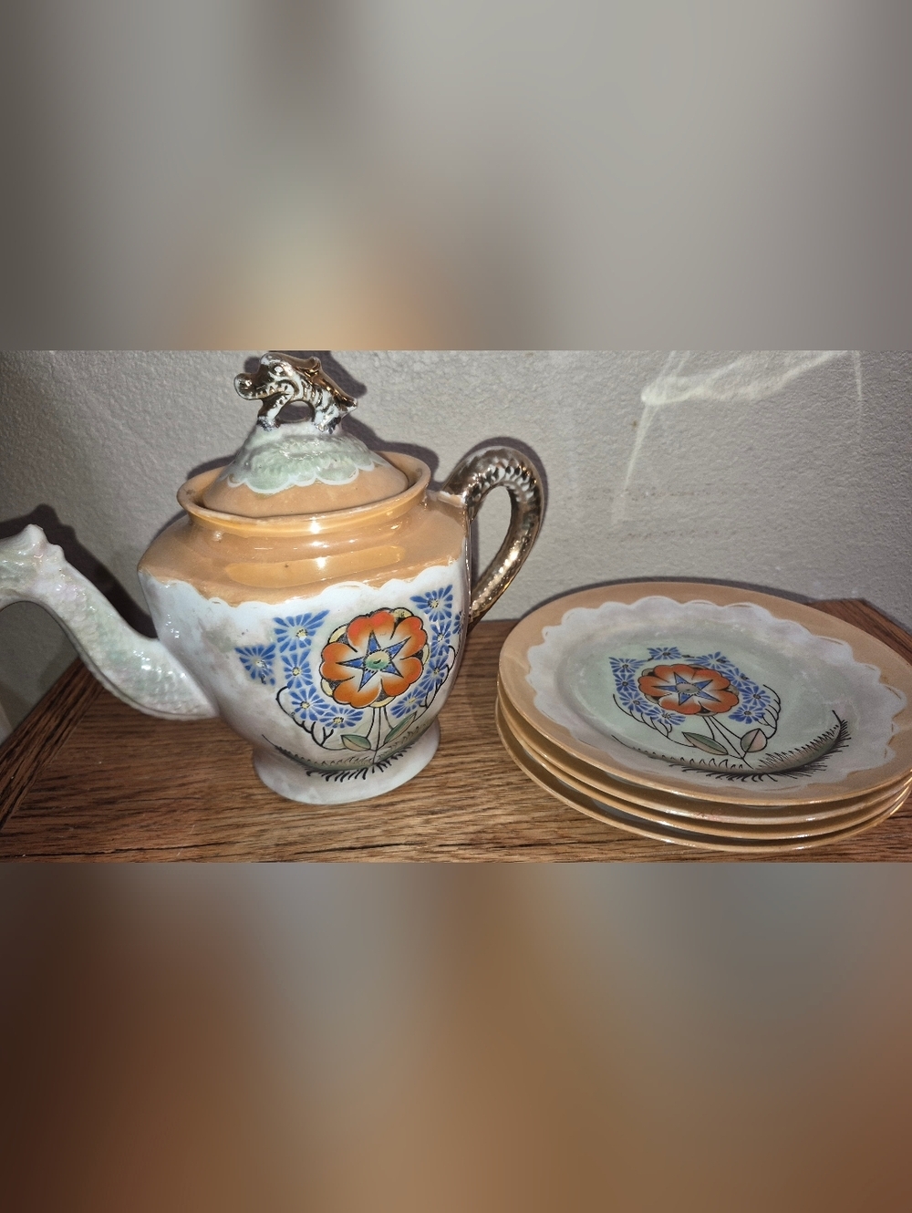 Vintage Japanese porcelain "Dragonware" tea set, likely manufactured 1930s-50s - Picture 1 of 6